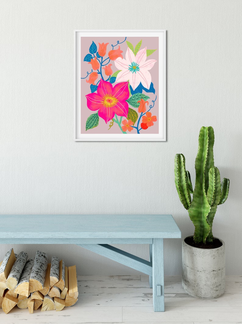 Bright Wall Art Floral Art Prints Colorful Flower Art Etsy