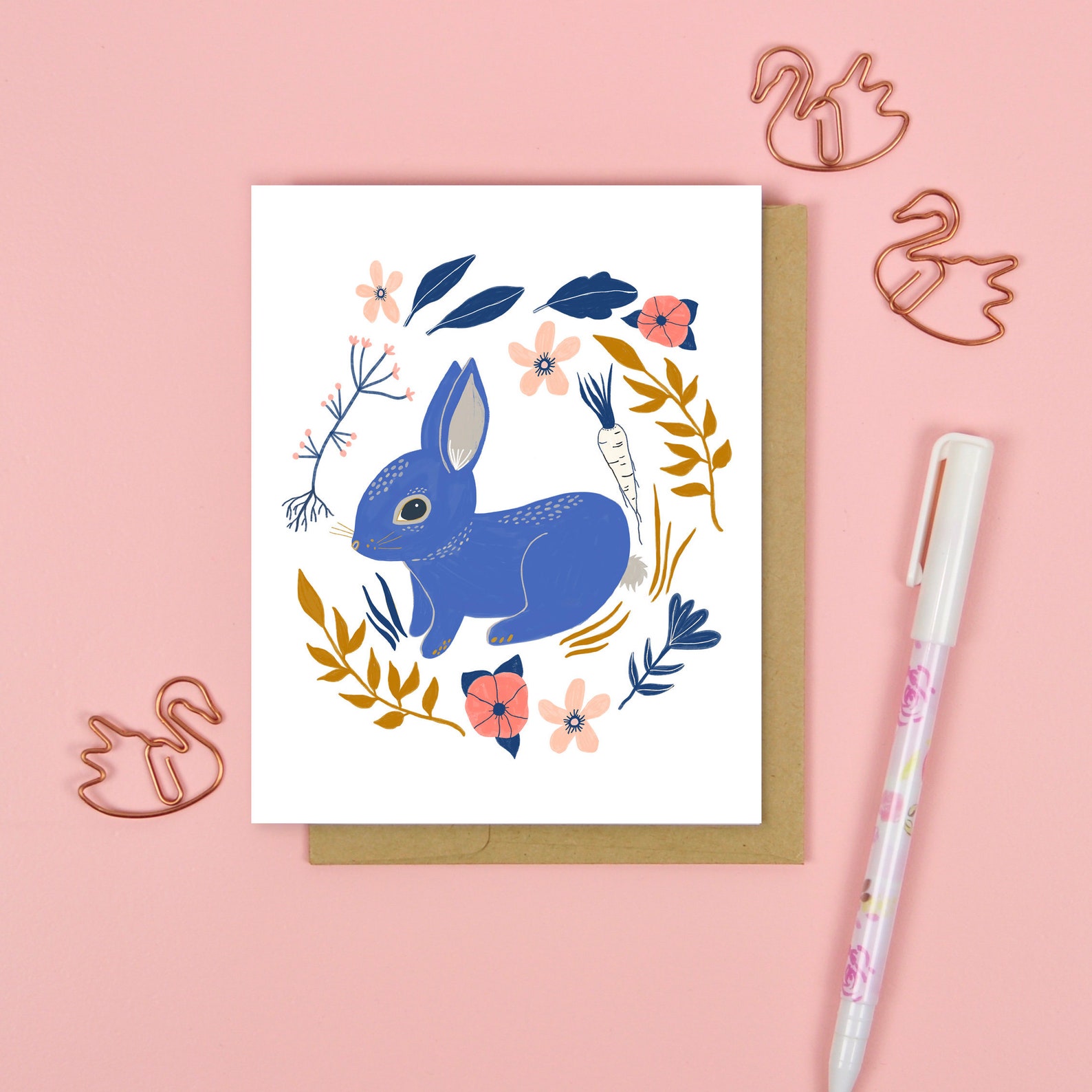 Bunny Card Set of 6 Cards Animal Cards Rabbit Notecards Etsy