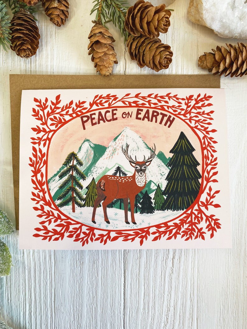 Cute Christmas Cards, Yule Card Pack, Blank Cards with Envelopes, Holiday Greeting Cards Set, Animal Christmas Notecards, Seasons Greetings image 2