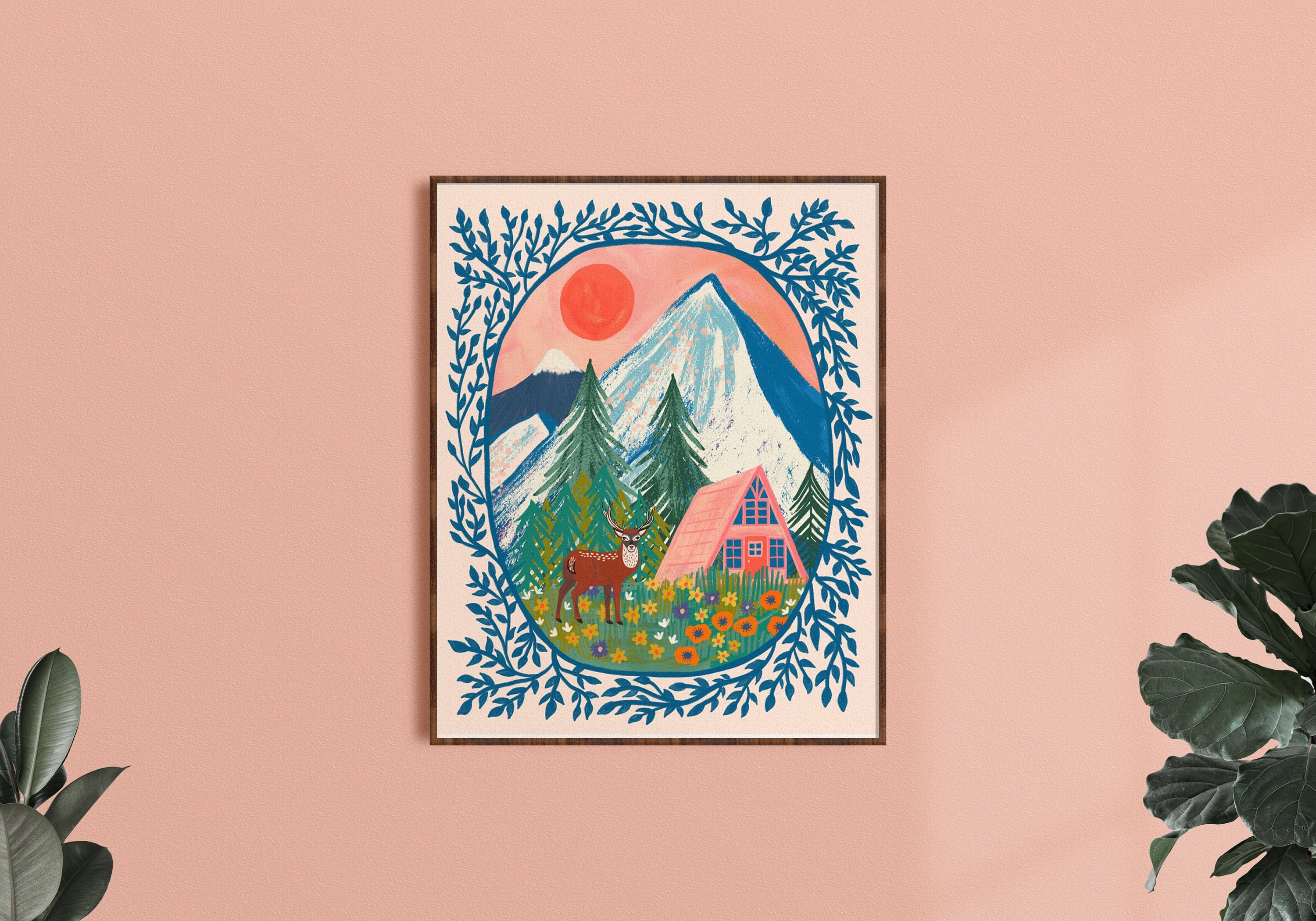 Nature Wall Art, Mountain Art Print, Kids Room Art, Adventure Nursery Art, Wilderness Illustration, Living Room Wall Decor, Cabin Artwork