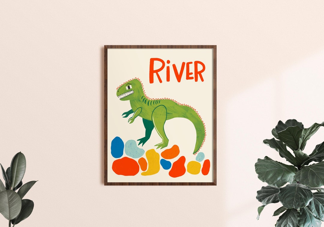 Personalized Name Art, Dinosaur Wall Art, Boys Room Decor, Gifts for ...