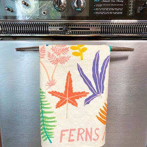 Colorful Fern Tea Towel, Nature Home Decor, Boho Kitchen Towels, Cottagecore Kitchen, Eco Friendly Gift, Plant Dish Towel, Sustainable Gift image 6