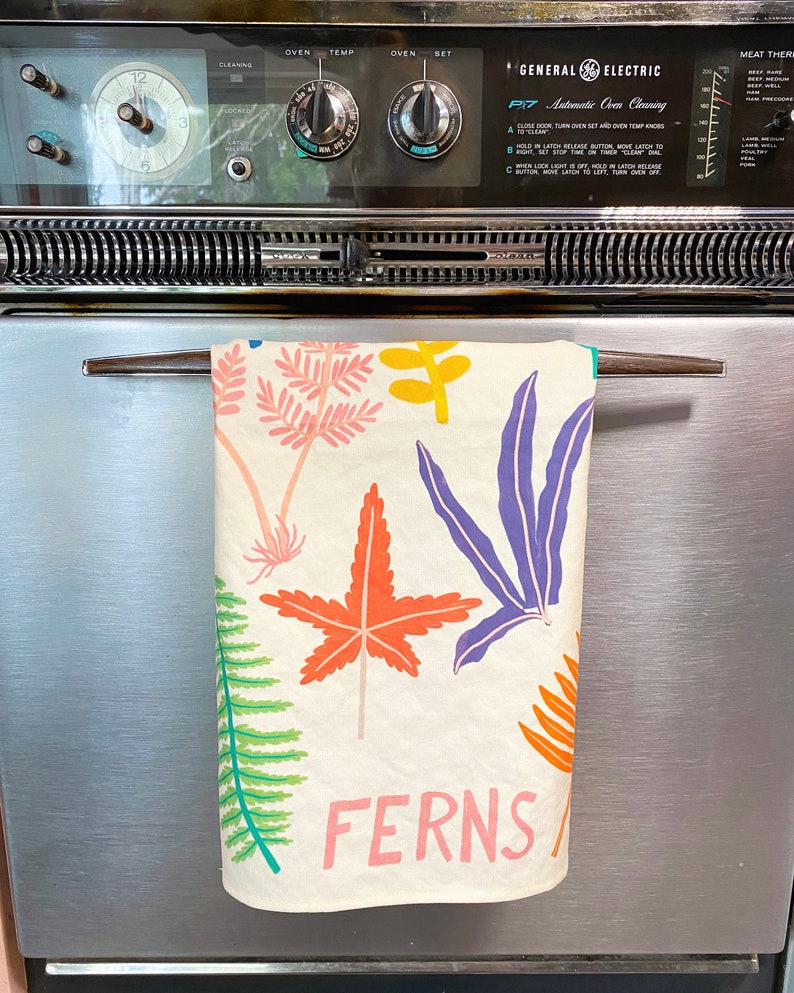 Colorful Fern Tea Towel, Nature Home Decor, Boho Kitchen Towels, Cottagecore Kitchen, Eco Friendly Gift, Plant Dish Towel, Sustainable Gift image 6