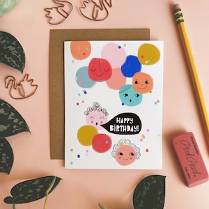 Jolie carte d&#39;anniversaire, carte de voeux illustrée, carte de joyeux anniversaire, carte d&#39;anniversaire d&#39;enfant, carte vierge avec enveloppe, fournitures de courrier postal