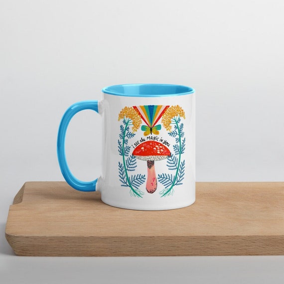 Mushroom Coffee Cup, Colorful Coffee Mug, Birthday Gift, Ceramic Coffee Cup, Mushroom Gift, Cute Coffee Mug, Friend Gift, Coffee Lover Gift