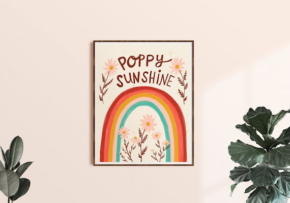 Kids Name Wall Art, Boho Girls Room Decor, Colorful Nursery Artwork, Personalized Art, New Baby Gift, Toddler Room Art Prints, Rainbow Decor