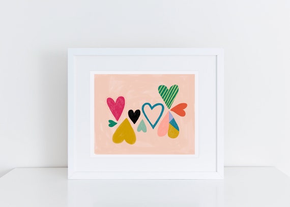 Baby Girl Nursery Art Prints, Heart Wall Art, Girls Bedroom Prints, Pink Nursery Decor, Baby Room Art, Nursery Print, Baby Girl Shower Gift
