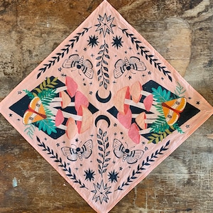 Bandana a forma di fungo, regali da strega, foulard celeste, bandane da motociclista per donna, bandana con luna e stelle, foulard a forma di falena, foulard a forma di insetto