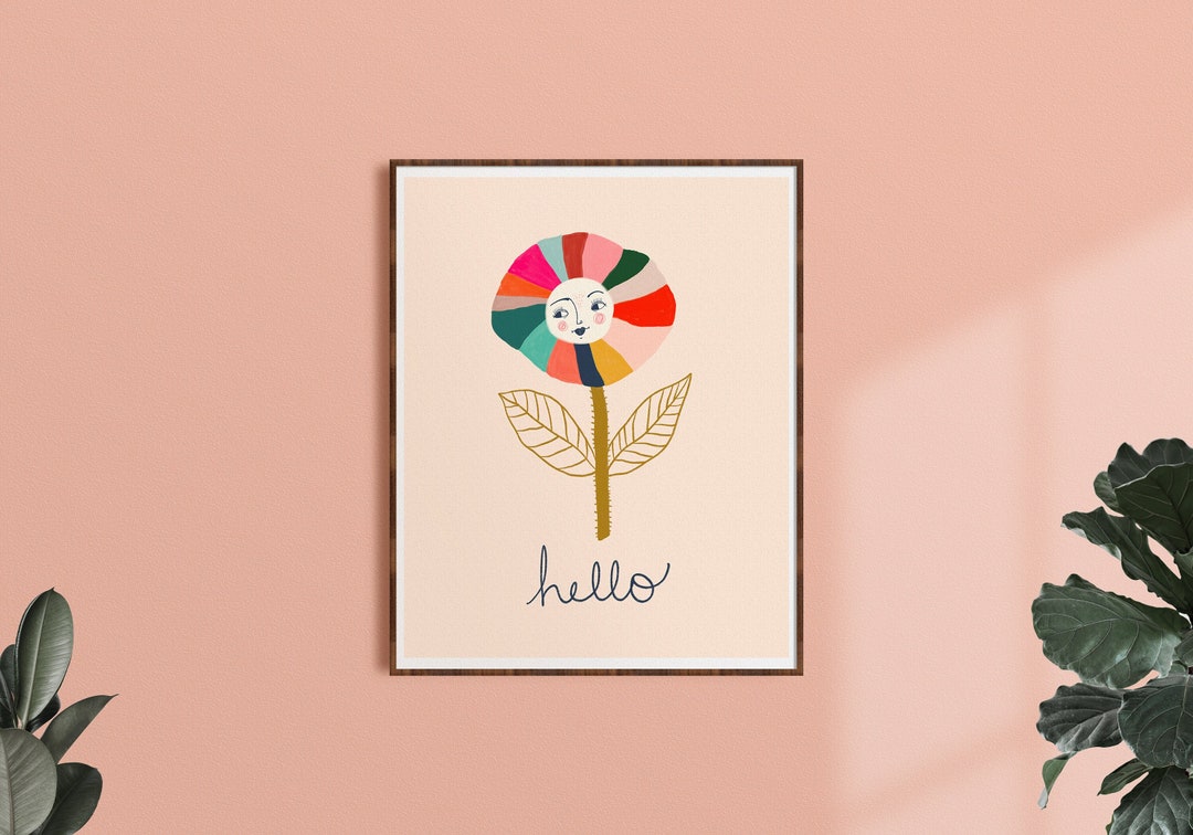 Whimsical Wall Art, Colorful Nursery Art, Floral Wall Decor, Kids Room