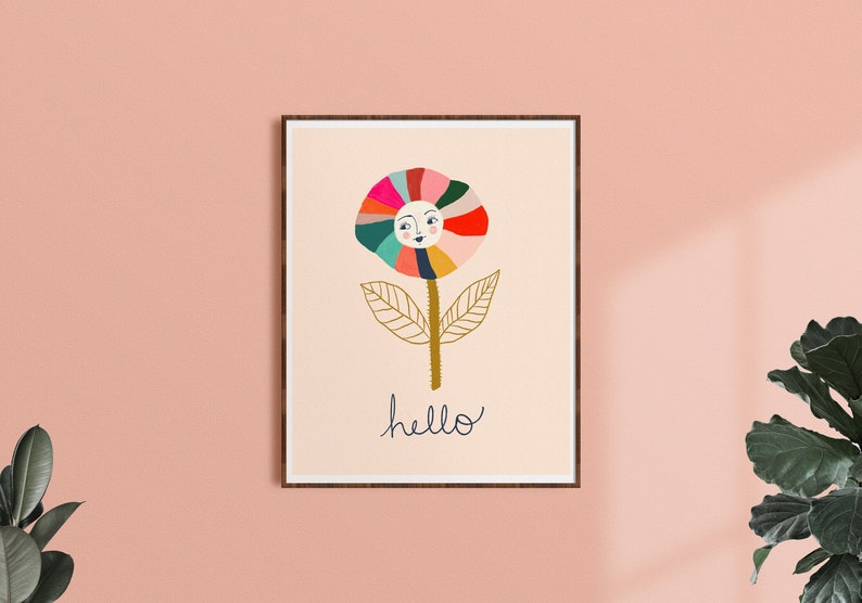 Whimsical Wall Art, Colorful Nursery Art, Floral Wall Decor, Kids Room Print, Rainbow Nursery Art, Whimsical Flower Art Print, Baby Room Art image 1