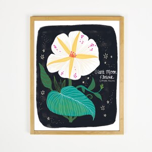 Moon Flower Print, Floral Illustration, Botanical Art Print, Floral Wall Art, White Flower Print, Living Room Wall Decor, Gift for Gardener image 5