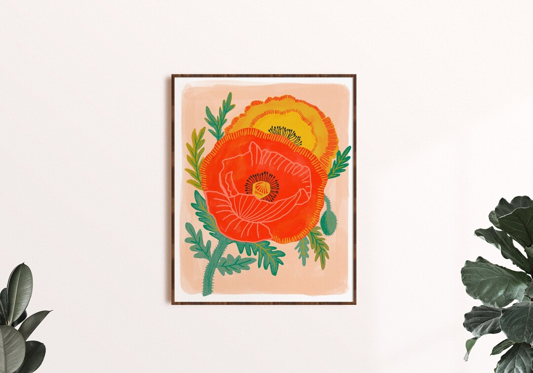 Poppy Print, Flower Wall Art, California Poppy Print, Bold Floral Art ...