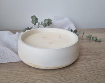 Vela artesanal grande de soja | Vela 3 mechas minimalista | Decoración nórdica hogar