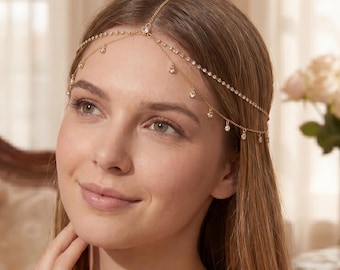 Boho Chain Women Hair Jewelry | Elegant Bridal Festival Headpiece |  Wedding Hair Accessory | Gift for Her