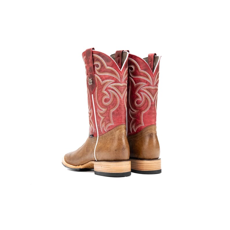 Heritage Leather Square Toe Cowboy Boots – Western Rodeo Style Camel Color image 5