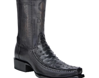 Cuadra CU802 MN Negro Avestruz, Tejido y Punta Cuadrada Estrecha - 8.5