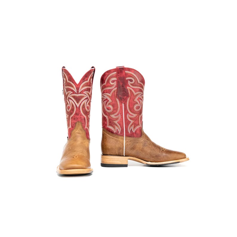 Heritage Leather Square Toe Cowboy Boots – Western Rodeo Style Camel Color image 4