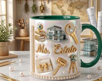 Personalized Real Estate Mug with Name, Custom Realtor Coffee Mug, Business Woman Gift, Boss Lady Entrepreneur Gift Cup