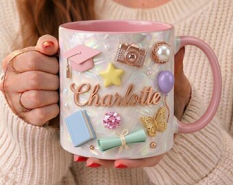Personalized Graduation Mug with Name, Custom Name Grad Coffee Mug, Cute Congrats Graduate Gift, Class of 2026 Mug, Girl Graduation Gift