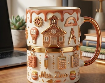 Personalized Teacher Mug with Name, Custom STEM Education Coffee Mug, School Subject Gift for Teacher, Classroom Gift Cup