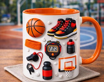 Personalized Basketball Player Mug, Sneaker Basketball Coffee Mug, Sports Basketball Mug, Gift for Basketball Fan