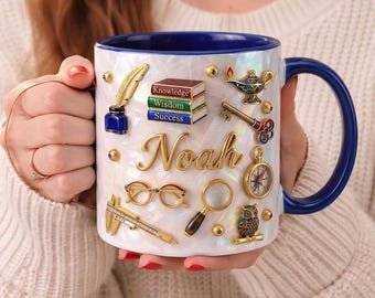 Personalized Graduation Mug with Name, Custom Inspirational Coffee Mug, Knowledge Wisdom Success Gift, Student Graduate Gift