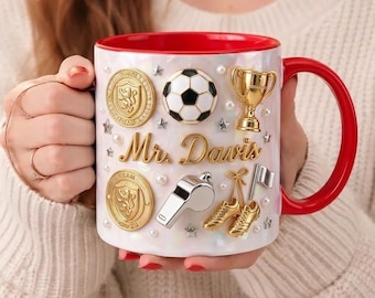 Personalized Soccer Mug Custom Name Soccer Player Gift Football Lover Coffee Cup Soccer Coach Gift Sports Mug Gift for Him