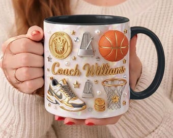 Personalized Basketball Coach Mug Custom Name Gift for Coach Basketball Lover Cup Coach Appreciation Gift Team Gift Sports Mug