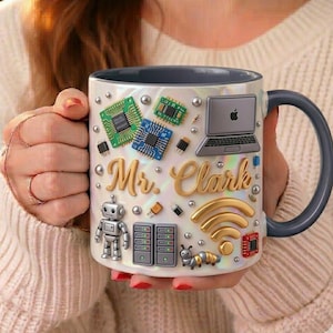 Personlig teknikälskaremugg, anpassad namningenjörspresent, IT-nördkaffekopp, programmeringsnörd, datavetenskapspresentidé för honom