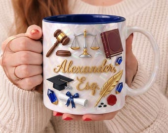 Personalized Lawyer Mug with Name, Custom Attorney Coffee Mug, Law School Graduation Gift, Esq Mug, Class of 2026 Law Graduate Gift