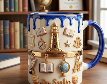 Personalized Teacher Mug with Name, Custom Teacher Coffee Mug, Teacher Day Gift for Educator, School Education Gift Cup