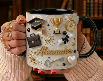 Gepersonaliseerde afstudeermok met naam, aangepaste afgestudeerde koffiemok, gefeliciteerd grad-cadeau, prestatiesuccesmok, klasse van 2026 cadeau