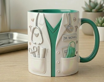 Personalized Doctor Mug with Name, Custom Medical Mug, Nurse Scrubs Coffee Cup, Healthcare Worker Gift, Doctor Appreciation Gift