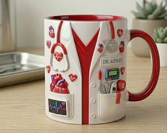 Personalized Veterinarian Mug with Name, Custom Vet Doctor Mug, Dog Lover Coffee Cup, Pet Doctor Gift, Veterinary Clinic Gift