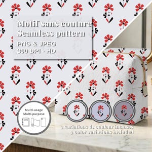 Motif Coquelicot Géométrique Sans Couture | Motif Floral Moderne | PNG Transparent & JPEG HD | Papier Numérique | Surface Pattern Design