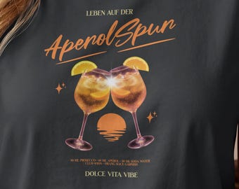 Camiseta Aperol Spritz para mujer – Camiseta para festivales | Camiseta de verano | Conjunto para viaje de chicas | Camiseta de cóctel | Regalo para fiestas