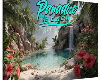 Lienzo decorativo Playa Paraíso 70 x 100 cm | Lienzo | Decoración de pared | Playa soleada de verano | Ambiente vacacional