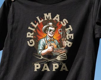 Camiseta "Papá Maestro de la Parrilla" | Regalo del Día del Padre para los amantes de la barbacoa | Divertida camiseta de algodón para hombre