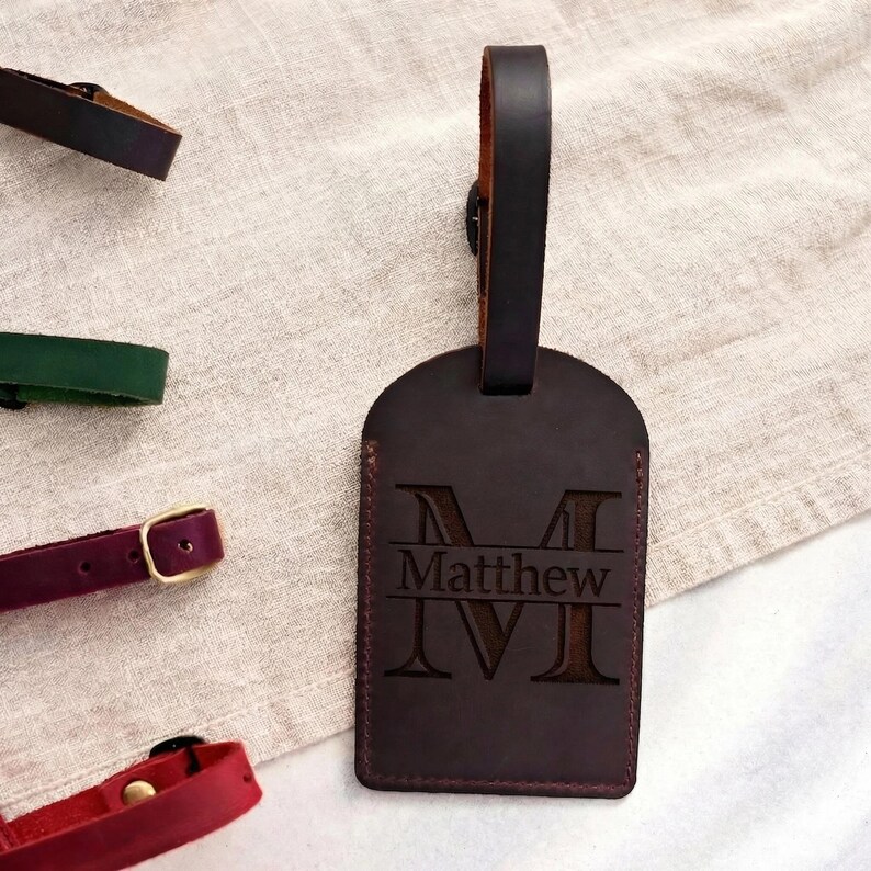 Personalized Luggage Tags, Travel Gift for Her, Engraved Leather ...