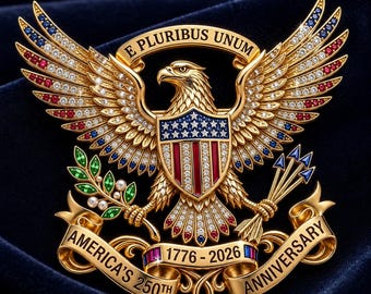 Amerika 250. Brosche, Vaterländischer Adler Strass Pin, Goldton Legierung Kristall Revers Brosche Geschenk