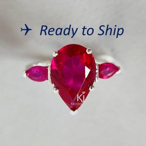 Antique Ruby CZ Engagement Natural Promise Ring July Birthstone Fine Jewelry