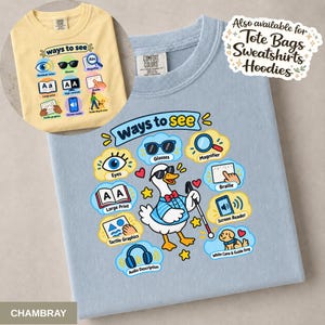 T-shirt « Ways To See » (Couleurs confortables), T-shirt pour enseignant spécialisé en déficience visuelle, Cadeau pour enseignant spécialisé en déficience visuelle, T-shirt de sensibilisation à la basse vision, Cadeau pour enseignant spécialisé en braille (ophtalmologiste), COMS, VRT