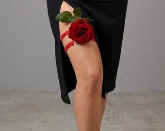 Red leg garter and neck accessory,Adjustable straps