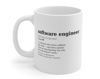 Caneca com a definição de Engenheiro de Software, Caneca de Café Divertida para Programador, Presente para Desenvolvedor (325ml 445ml)