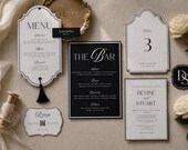 Minimal Wedding Suite Template Black White Invite RSVP QR Menu Set Canva