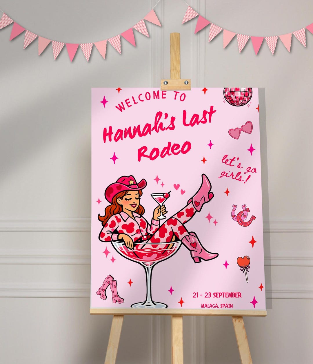 Disco Cowgirl Bachelorette Welcome Sign Template | Last Rodeo Party ...