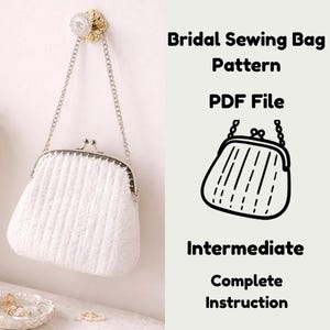 Mönster för sömnad av brudkuvert i PDF-format | Handledning för elegant bröllopsväska | DIY-väska med ram | Direkt nedladdning