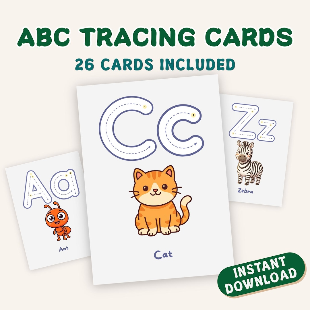 ABC Tracing Flashcards for Kids, Preschool Alphabet Writing Practice ...