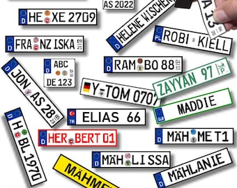 Wunsch Kfz Kennzeichen original Layout als Kühlschrank Magnet Magnetfolie vollflächig magnetisch  flexible haftet auch auf gewölbte Flächen