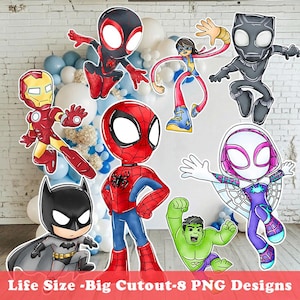 Spidey and HisAmazing Friends, 8 Printable Life-Size Character Cutouts PNG Digital Download